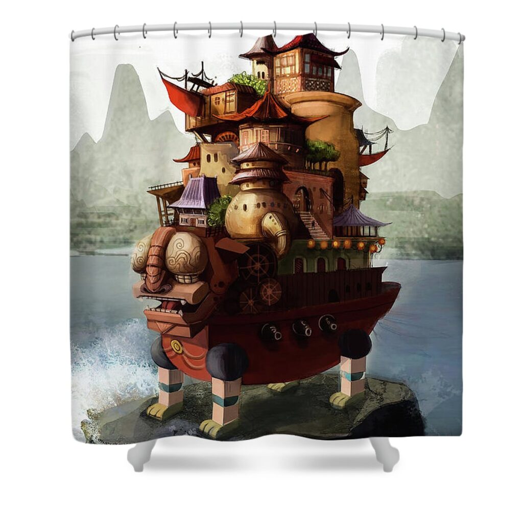 2 howls moving castle jesse corum - Anime Shower Curtains