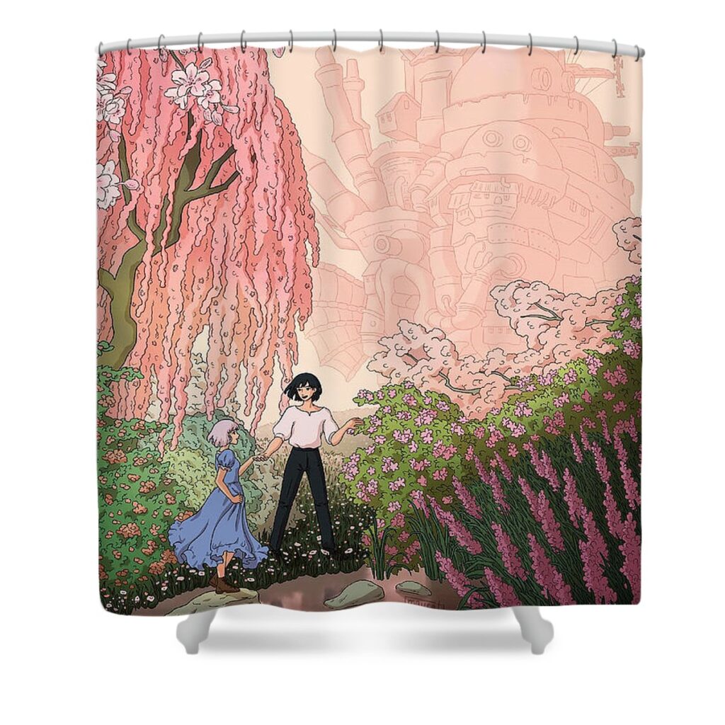 4 howls moving castle jesse corum - Anime Shower Curtains