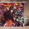 Anime Demon Slayer Waterproof Shower Curtains Cartoon Gif Bathroom Decoration with Hook 3D Print Bath Drapes 12 - Anime Shower Curtains