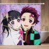 Anime Demon Slayer Waterproof Shower Curtains Cartoon Gif Bathroom Decoration with Hook 3D Print Bath Drapes 5 - Anime Shower Curtains