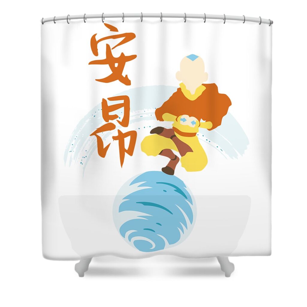 aang water kanji avatar the last airbender jan h granillo transparent - Anime Shower Curtains