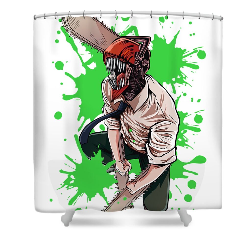 animals chainsaw man anime video game transparent - Anime Shower Curtains