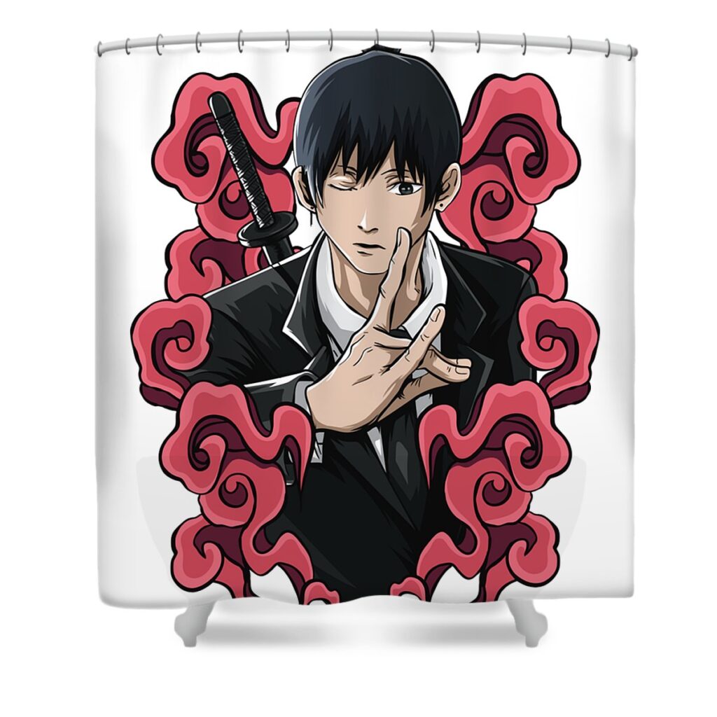 army chainsaw man aki anime video game transparent - Anime Shower Curtains