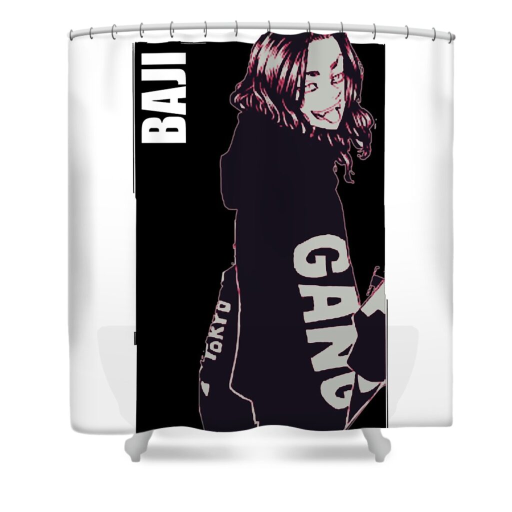 baji bad guy dnt prints transparent - Anime Shower Curtains