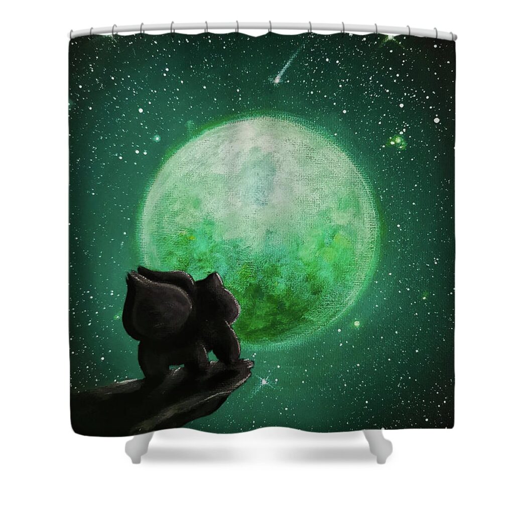 bulbasaur under the moon magda swinya - Anime Shower Curtains