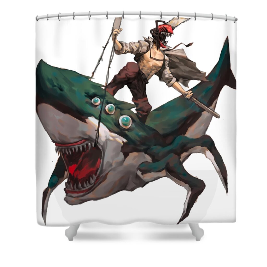 chainsaw man and beam love matthews oliver transparent - Anime Shower Curtains