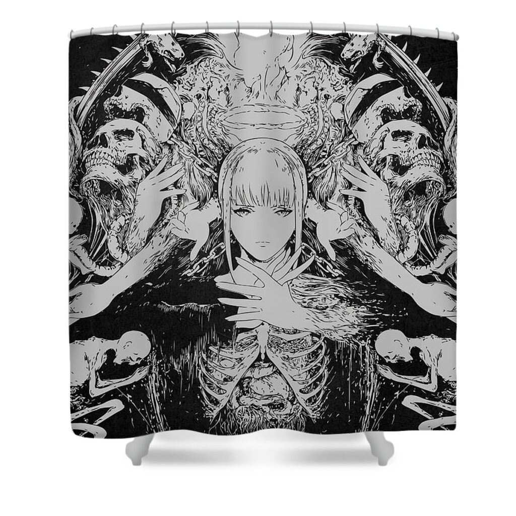 chainsaw man poster shaday humor girl travel pauline roberts - Anime Shower Curtains