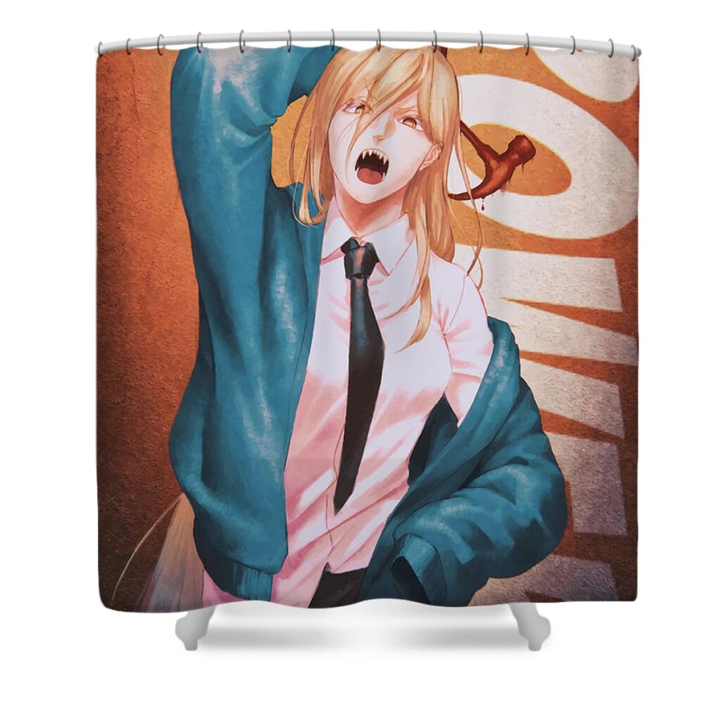 chainsaw man power poster jin mori clark hollie - Anime Shower Curtains