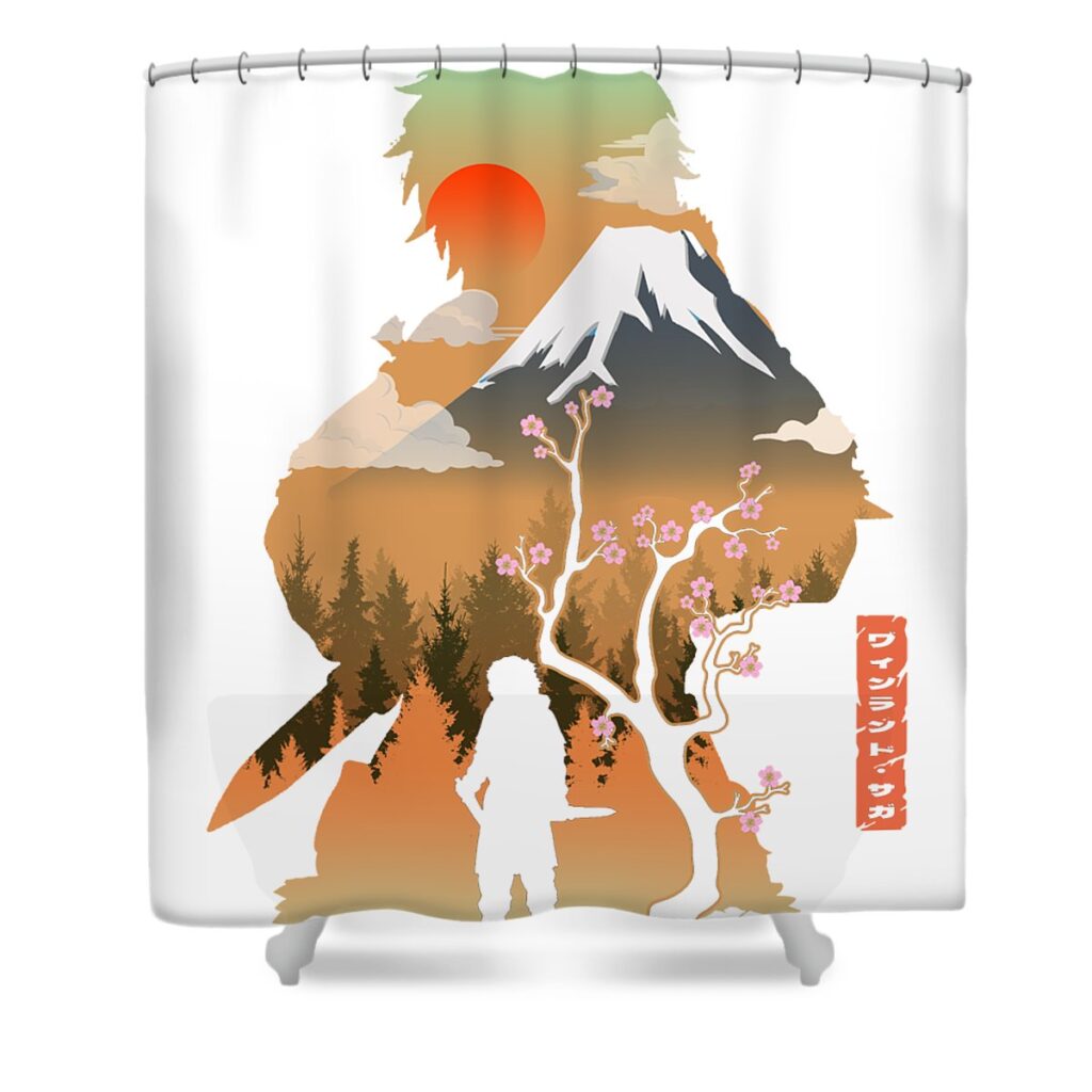 classic photo thorfinn vinland saga anime gifts for fans lotus leafal transparent - Anime Shower Curtains