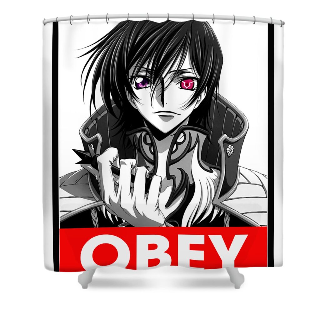 code geass black obey lelouch anime art transparent - Anime Shower Curtains