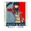 code geass retro art suzaku anime art transparent - Anime Shower Curtains