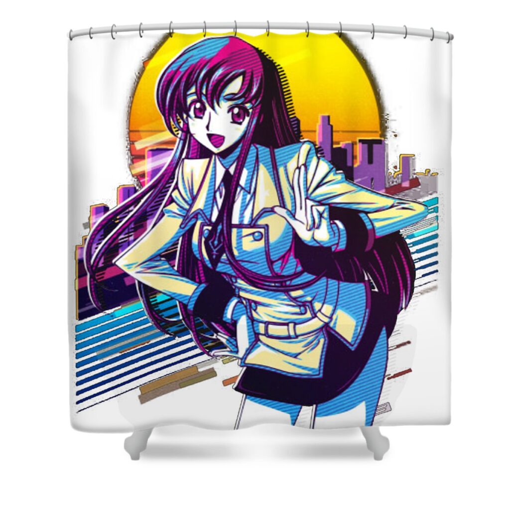 code geass shirley fenette retro art anime anime art transparent - Anime Shower Curtains