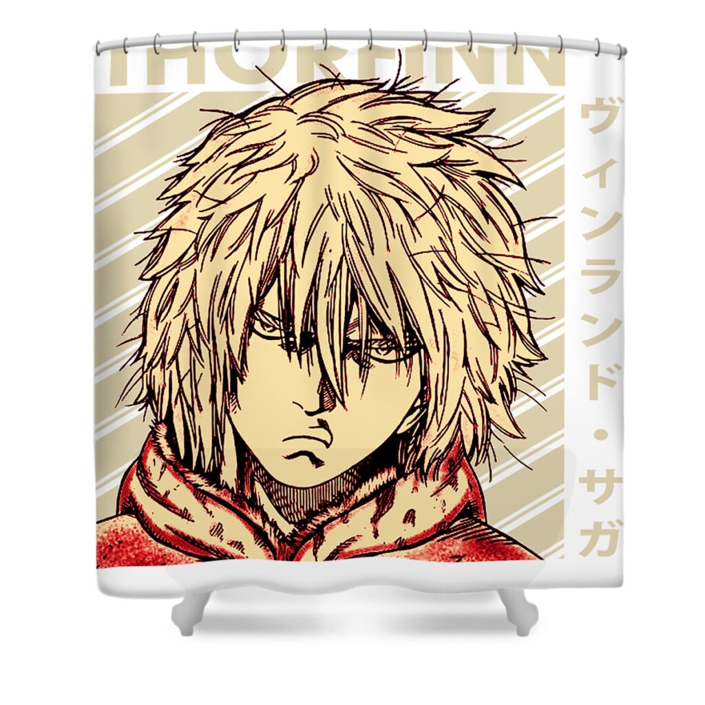 design thorfinn vinland saga anime gifts for fans lotus leafal transparent - Anime Shower Curtains