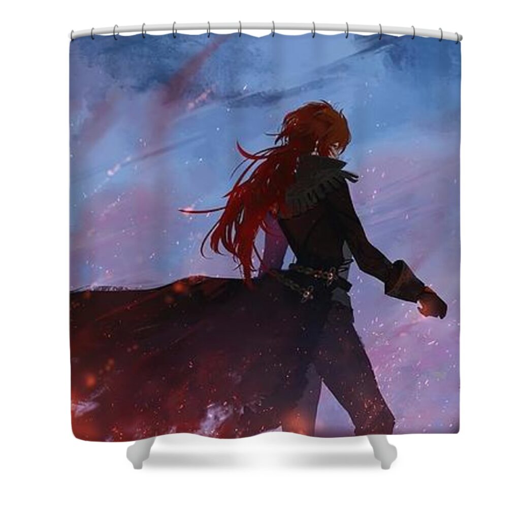 diluc ragnvindr genshin impact clark chelsea - Anime Shower Curtains