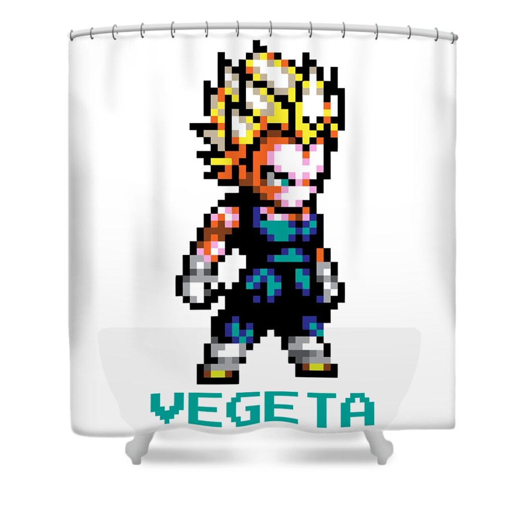 dragon ball z pixel vegeta angelita m heffernan transparent - Anime Shower Curtains
