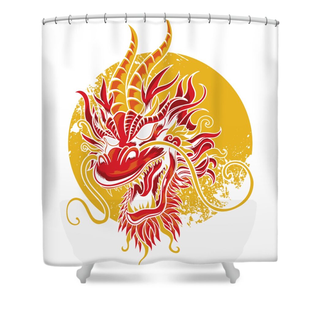 dragon chinese asian mythology cool gift thomas larch transparent - Anime Shower Curtains