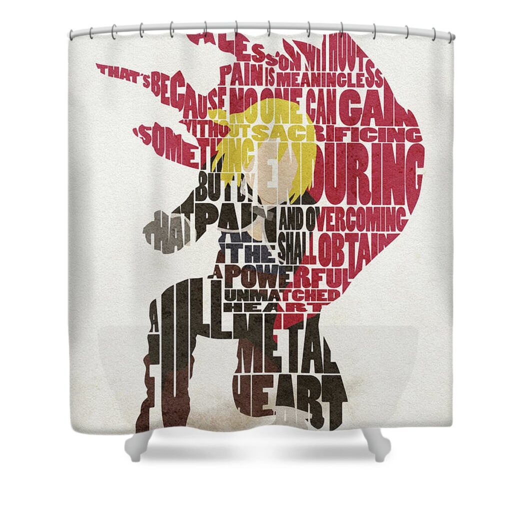 edward elric typography art inspirowl design - Anime Shower Curtains