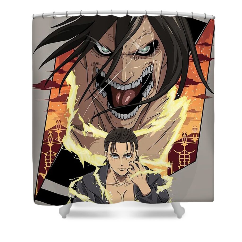 eren yaeger aot poster price harrison - Anime Shower Curtains