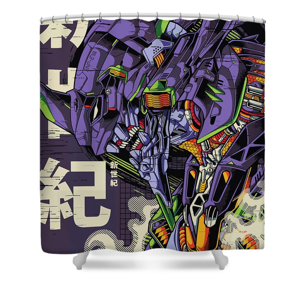 eva unit 01 poster attack on titan chainsaw man cooper nick - Anime Shower Curtains