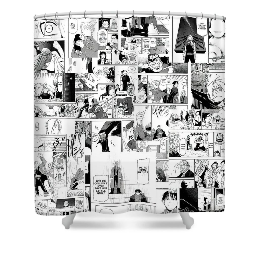 fullmetal alchemist manga collage morgan freddie - Anime Shower Curtains