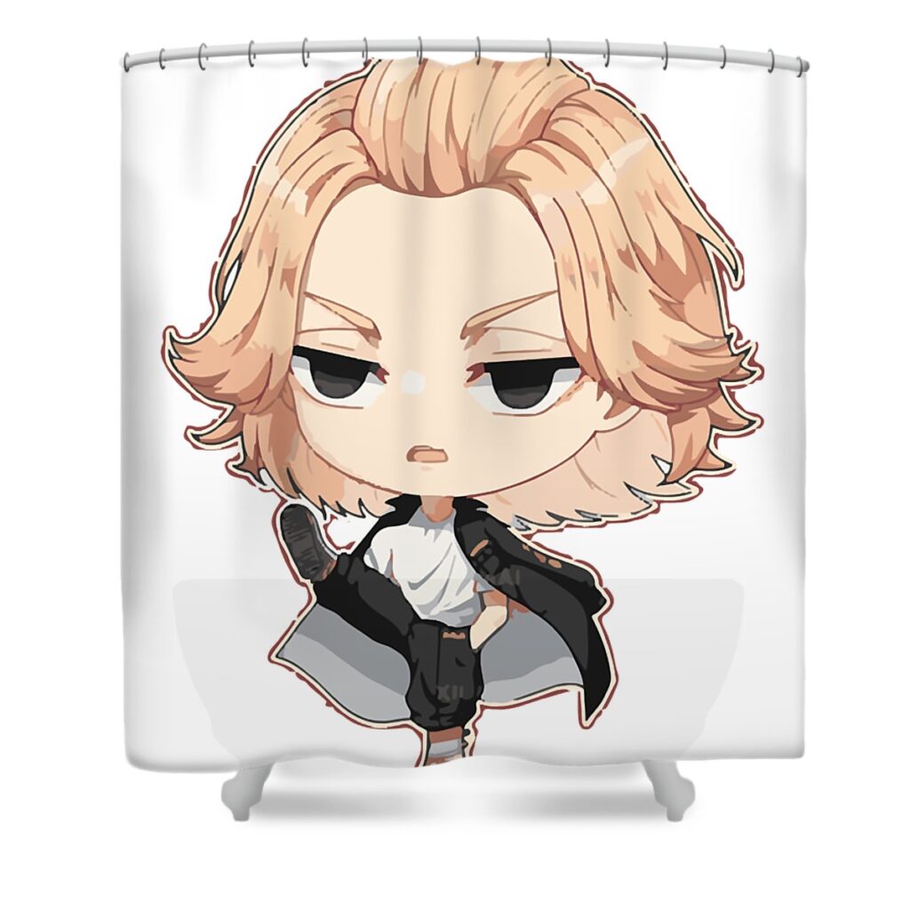 funny gifts for takemichi chipi manga hanagaki gift for fans mizorey tee transparent - Anime Shower Curtains
