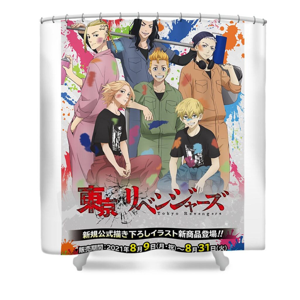 funny gifts for takemichi movies hanagaki gift for fan mizorey tee transparent - Anime Shower Curtains