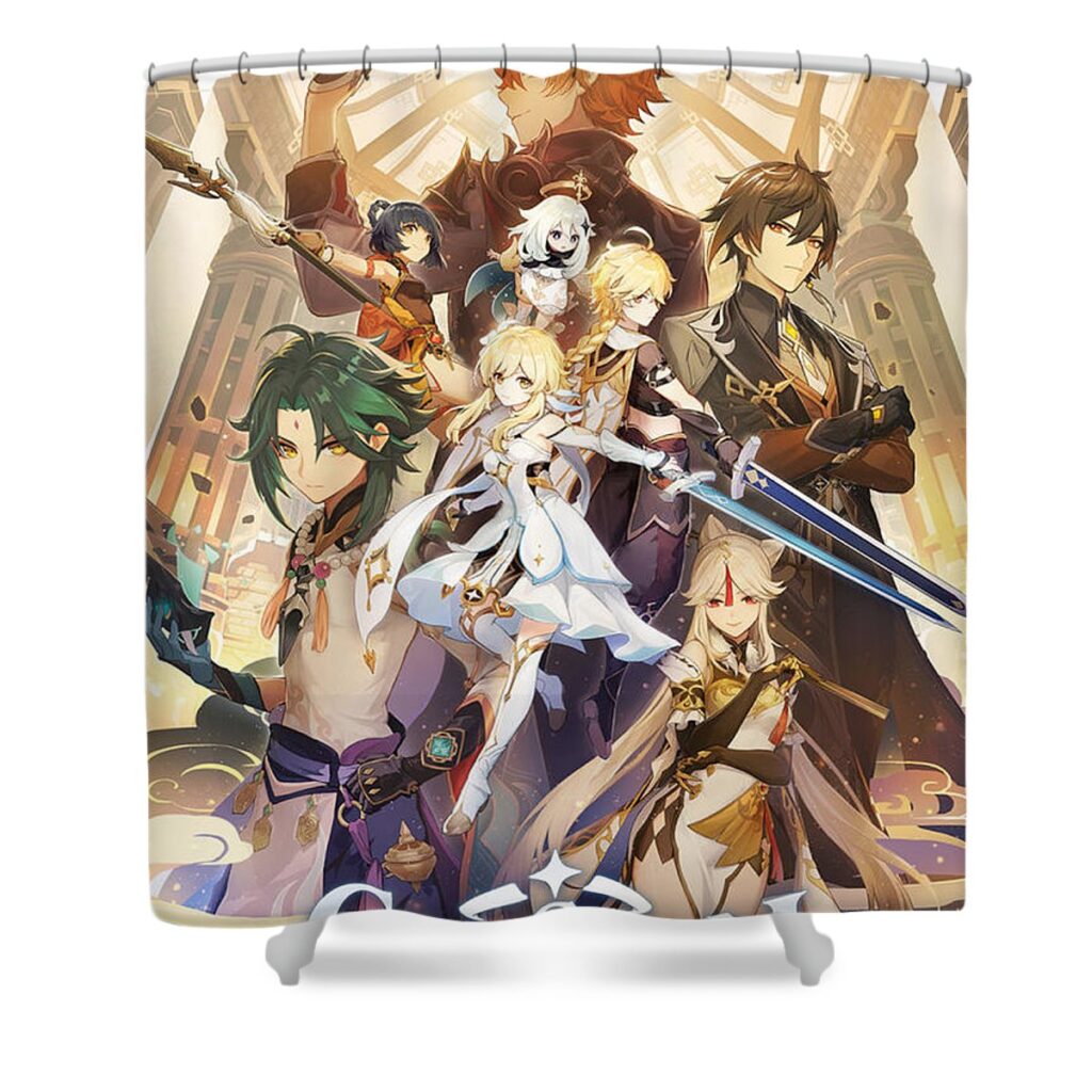 genshin anime impact manda evalina - Anime Shower Curtains