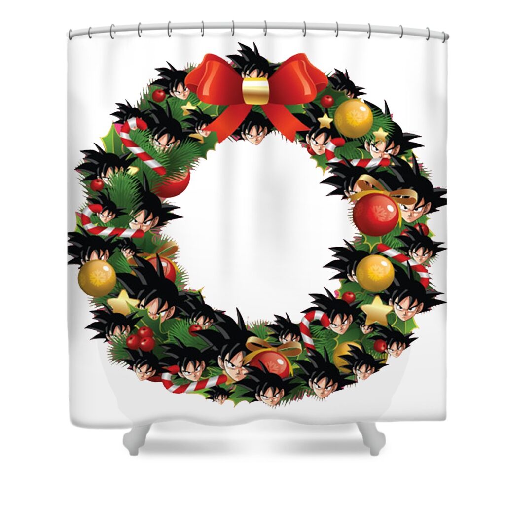 goku dragon ball z multiface christmas wreath mary d rodriquez transparent - Anime Shower Curtains