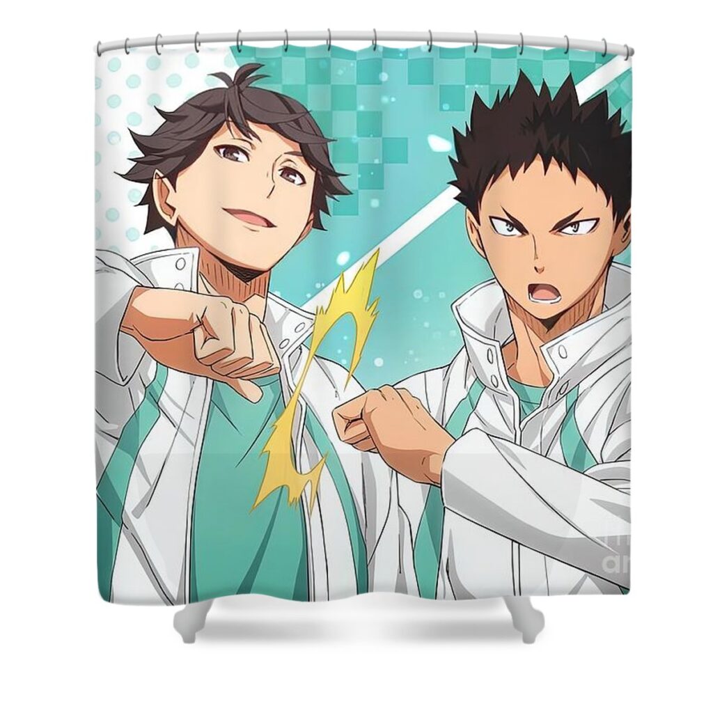 haikyuu oikawa and iwaizumi jake danielle - Anime Shower Curtains