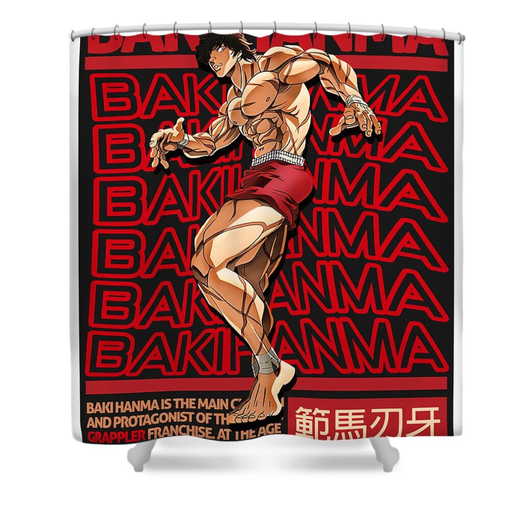 hanma baki brutalism kids t humor boy quote bailey watson - Anime Shower Curtains