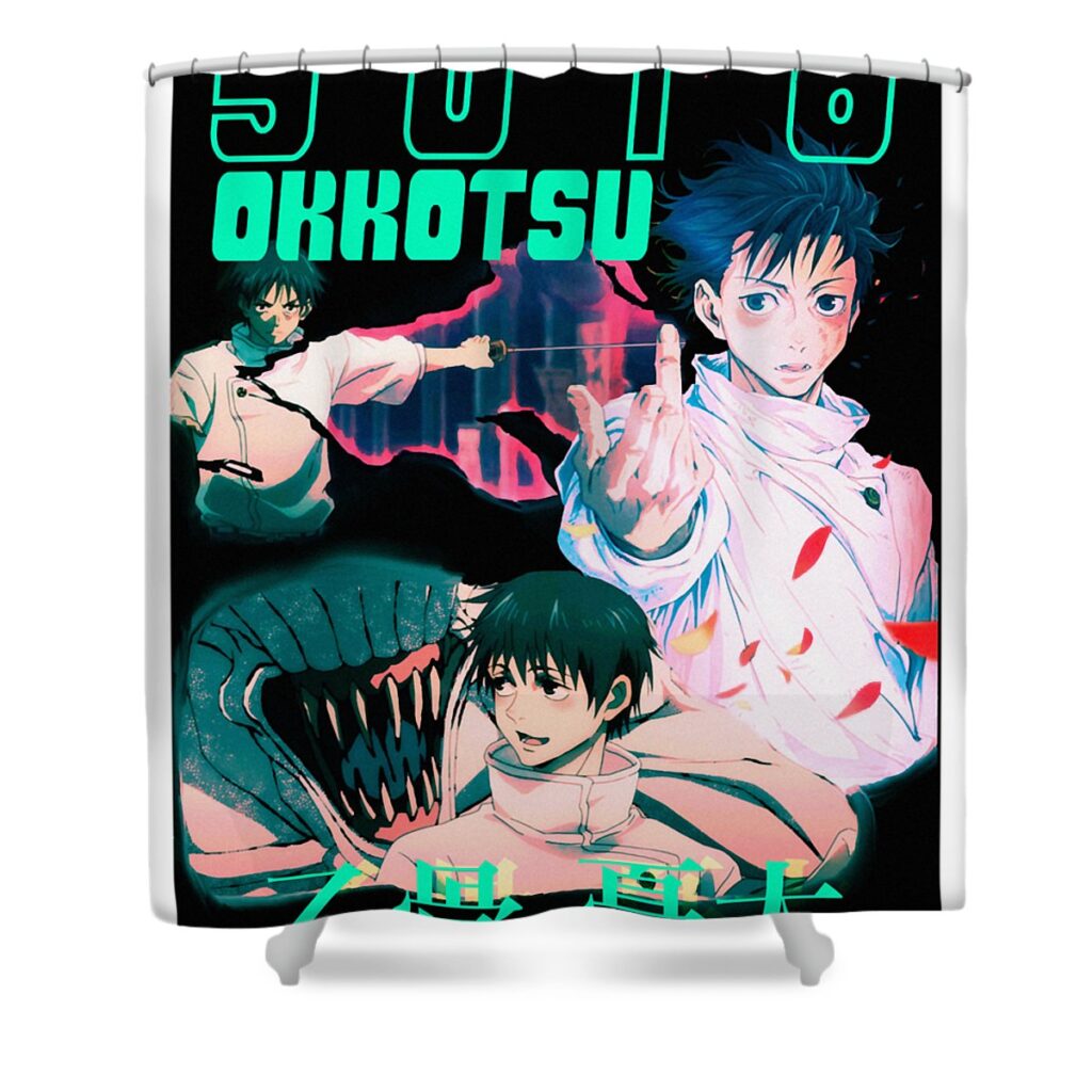 hardship cursed old friend character yuta okkotsu green funny zery bart transparent - Anime Shower Curtains