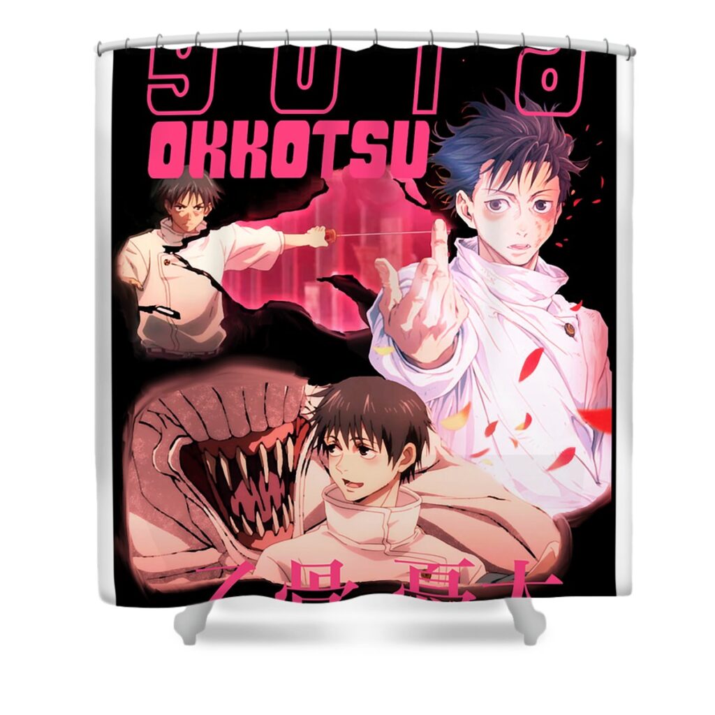 hardship cursed old friend character yuta okkotsu pink cute fans zery bart transparent - Anime Shower Curtains