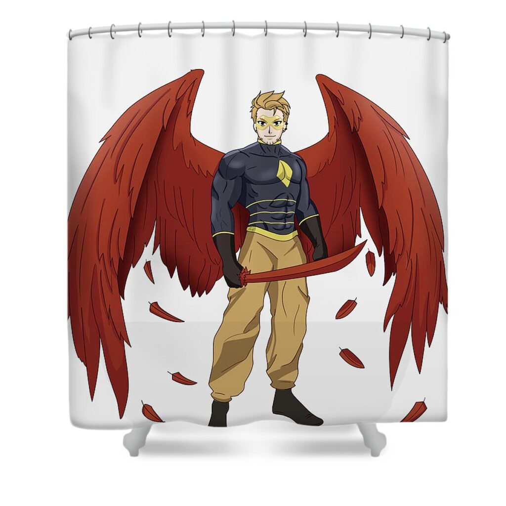 hawks ariel murio - Anime Shower Curtains