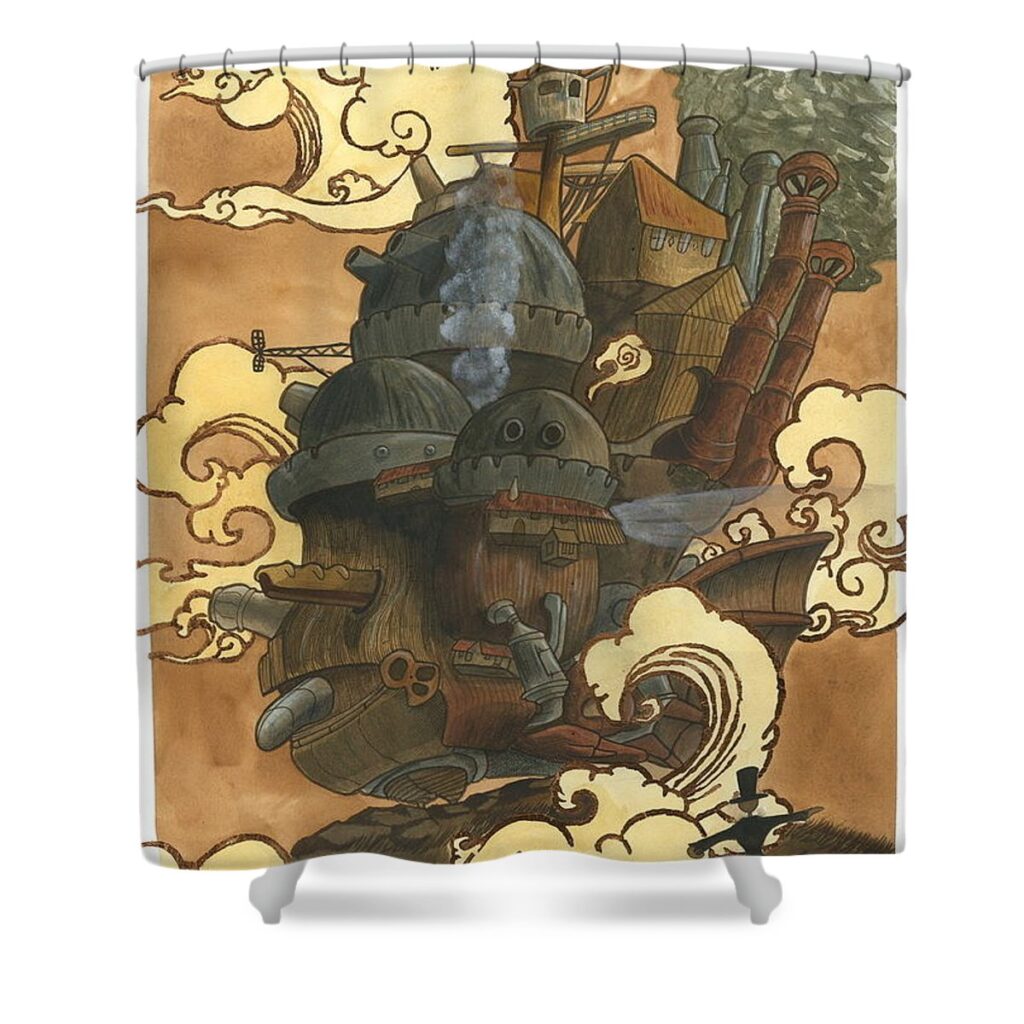 howl moving castle colline marnat - Anime Shower Curtains