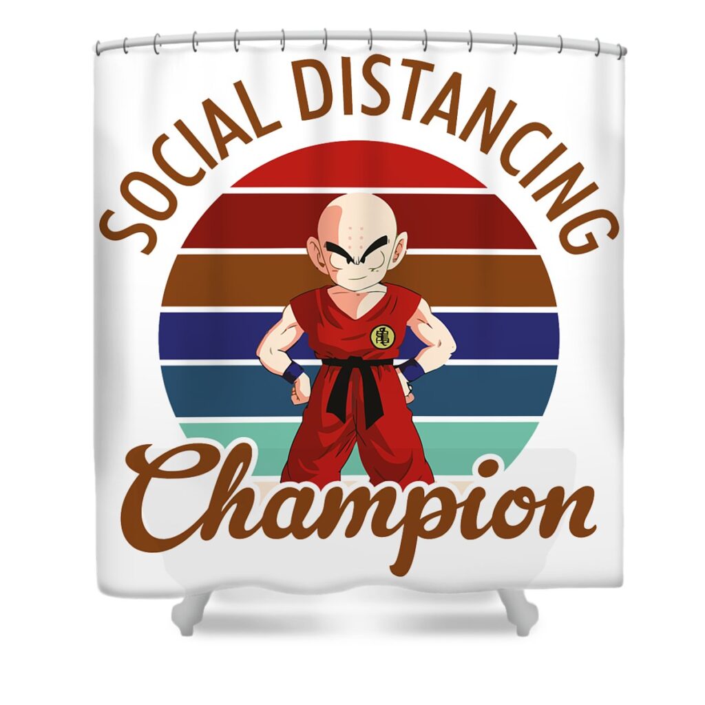 krillin dragon ball z social distancing champion gertrude j quinones transparent - Anime Shower Curtains