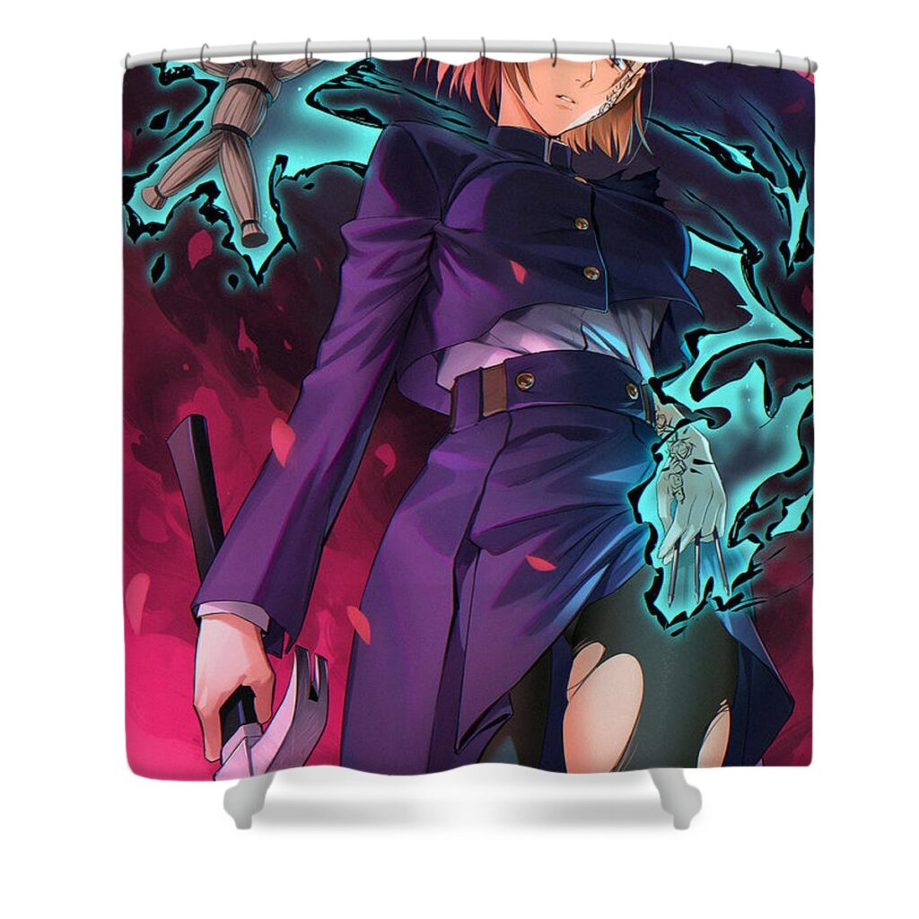 kugisaki nobara straw doll nerv asca - Anime Shower Curtains