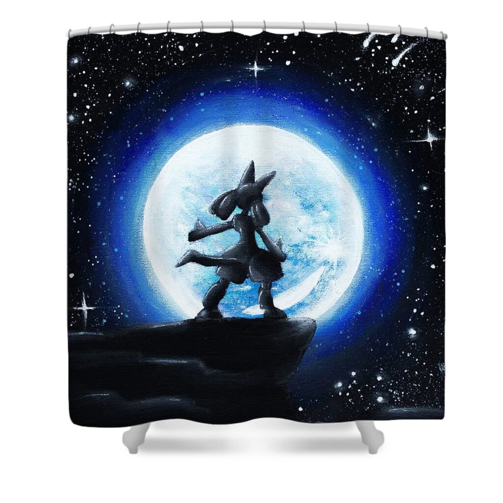 lucario under the moon magda swinya - Anime Shower Curtains