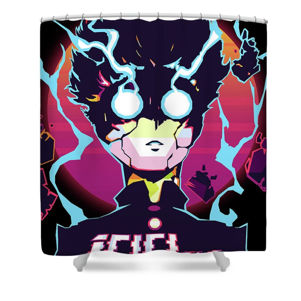 mob psycho 100 amex design - Anime Shower Curtains