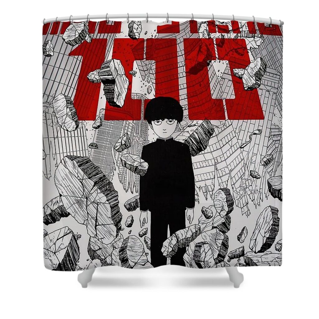 mob psycho 100 vintage parker ellie - Anime Shower Curtains