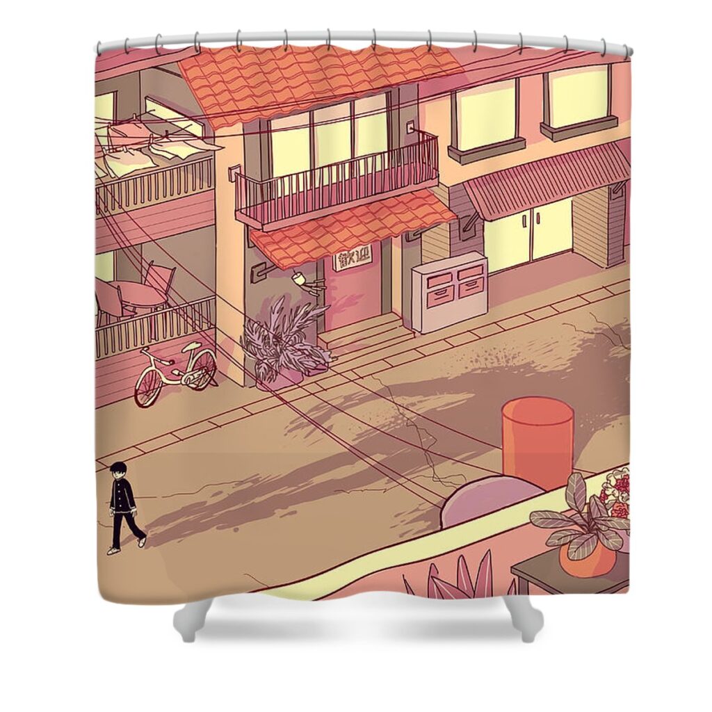 mob psycho canvas print king lucas - Anime Shower Curtains
