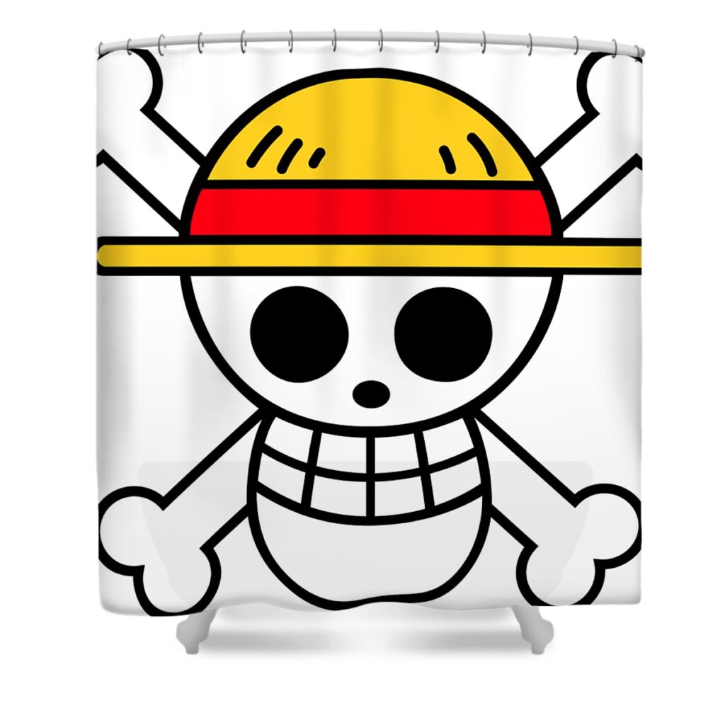 mugiwara jolly roger one piece alexia chapuis transparent - Anime Shower Curtains