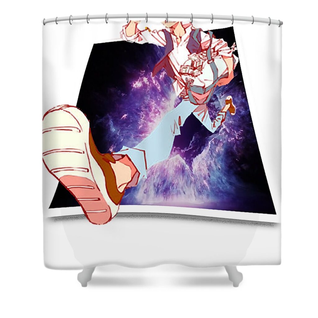 music vintage retro run makoto run distressed jujutsu kaisen unisex douxie grimo transparent - Anime Shower Curtains