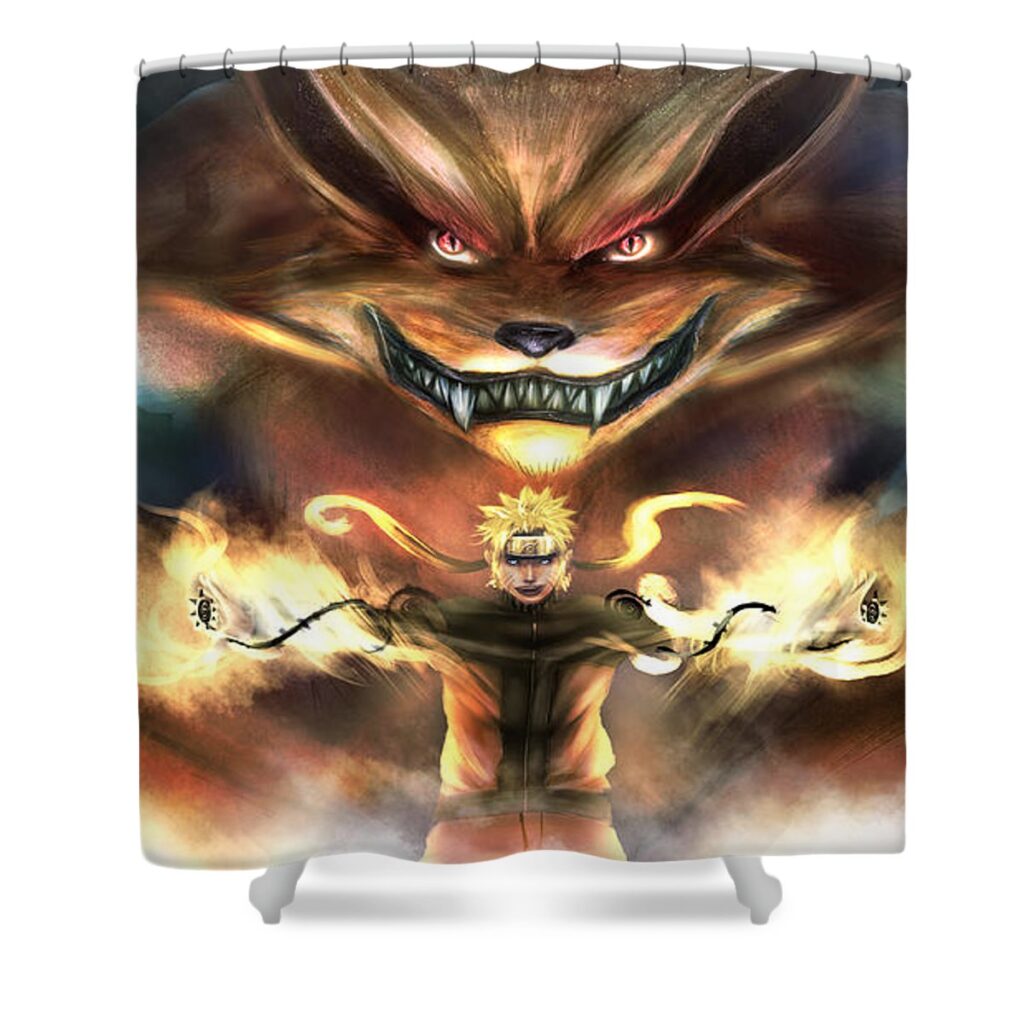 naruto and kurama nguyen linh - Anime Shower Curtains