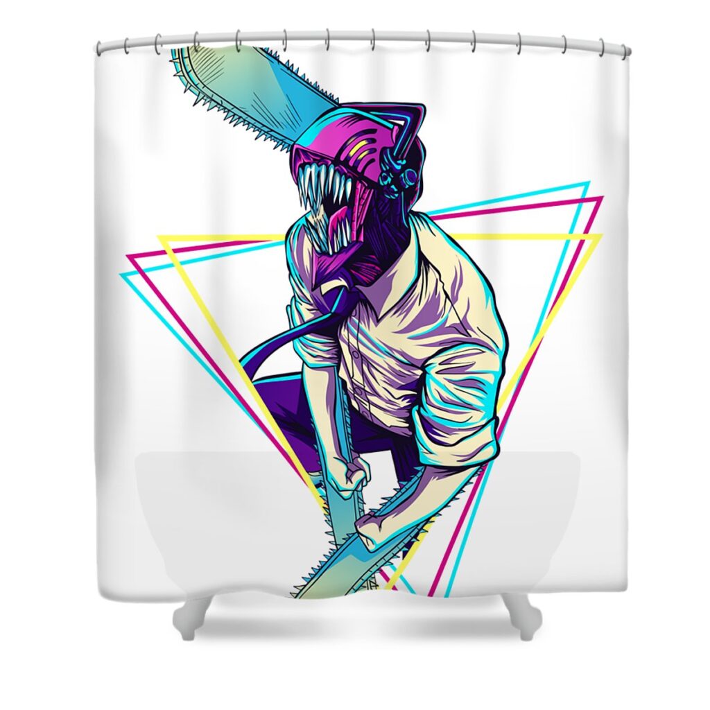 navy chainsaw man denji anime video game transparent - Anime Shower Curtains