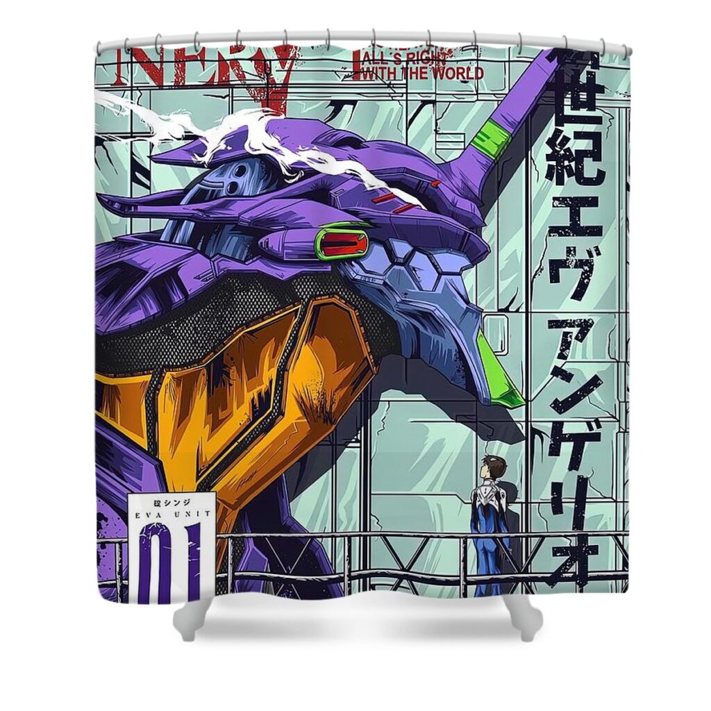 neon genesis evangelion unit01 hughes thompson - Anime Shower Curtains