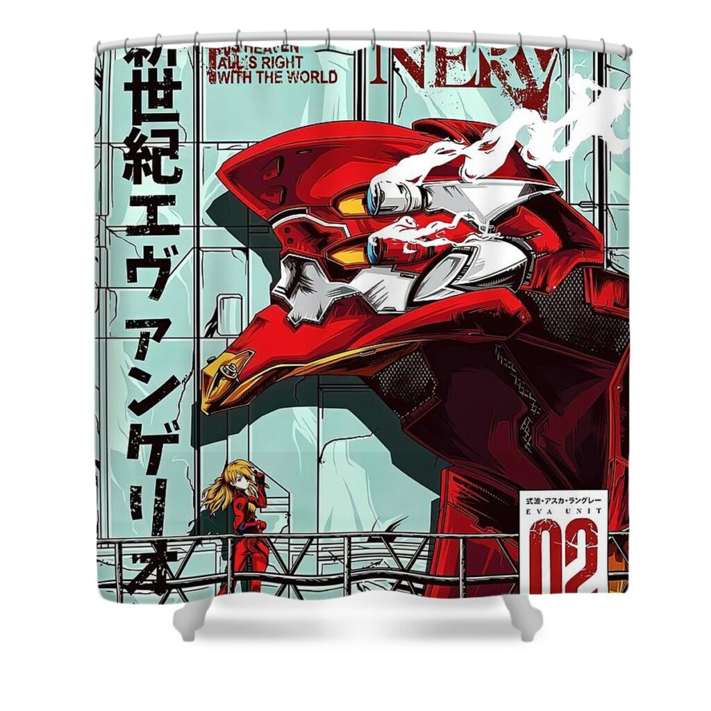 neon genesis evangelion unit02 hughes thompson - Anime Shower Curtains