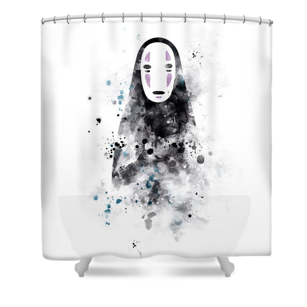no face monn print - Anime Shower Curtains