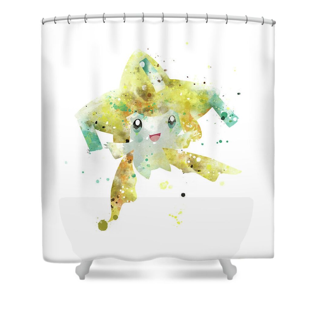 pokemon jirachi monn print - Anime Shower Curtains