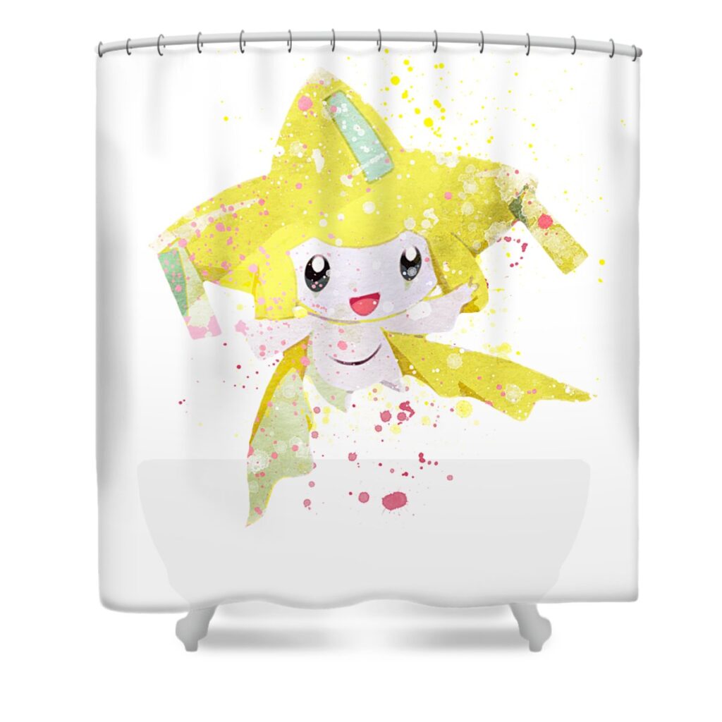 pokemon jirachi watercolor mihaela pater transparent - Anime Shower Curtains