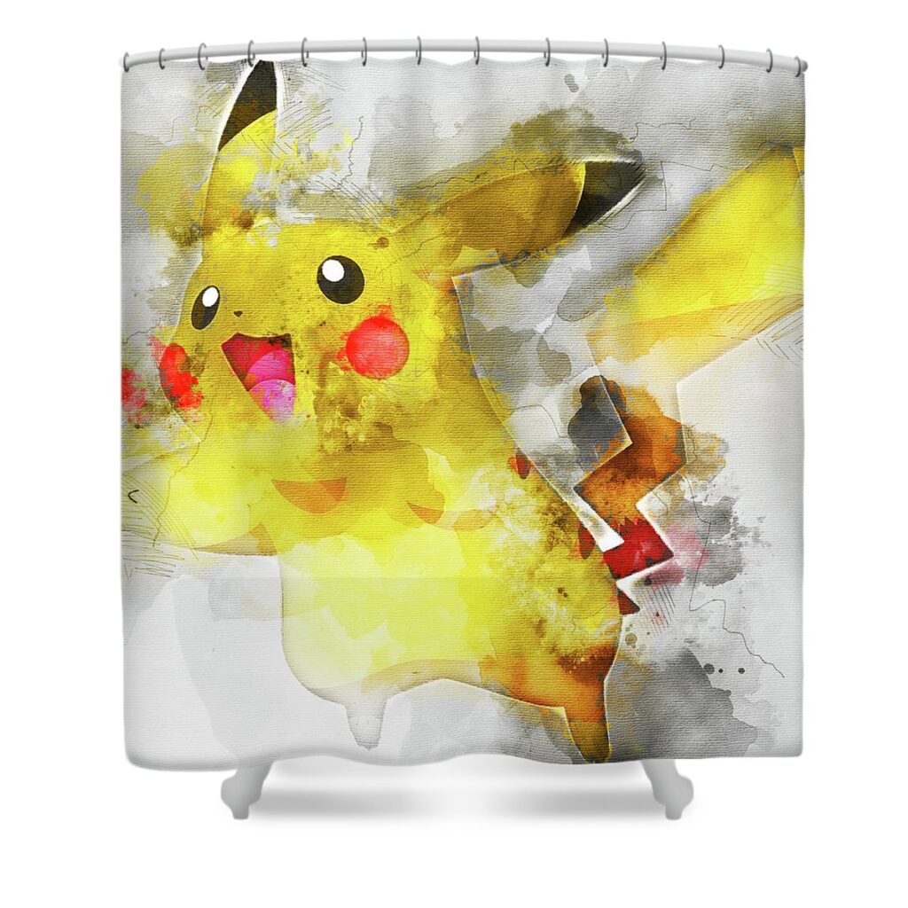 pokemon pikachu abstract portrait by diana van diana van - Anime Shower Curtains